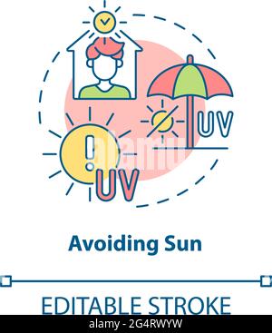 Avoiding sun concept icon Stock Vector