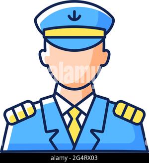 Male captain RGB color icon Stock Vector