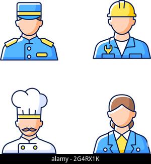Hotel service RGB color icons set Stock Vector