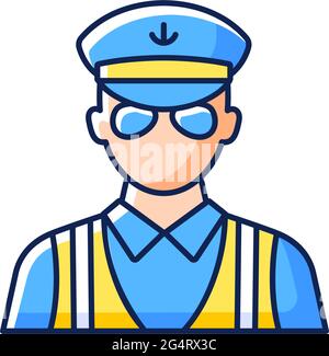ruise ship security RGB color icon Stock Vector