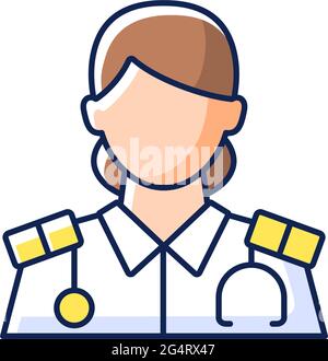 Cruise ship nurse RGB color icon Stock Vector