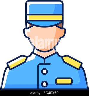 Cruise ship bellboy RGB color icon Stock Vector
