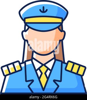 Female captain RGB color icon Stock Vector