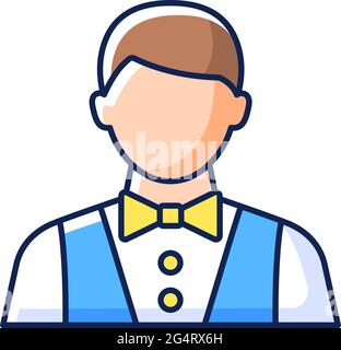 Waiter and barman RGB color icon Stock Vector