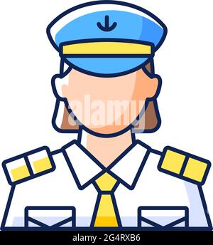 Female chief officer RGB color icon Stock Vector