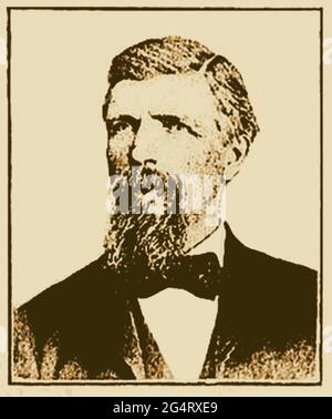 An 1898 printed photograph of James Hutchinson Funk (1842-1923), Speaker of the Iowa House of Representatives, USA ----   He was married to Elizabeth Gibson who died in 1865. After  farming his property he began practising  law in 1871 and the following year entered politics as a prosecuting  & city attorney. He served two terms as a member of the Illinois legislature. Ill health forced a move to Iowa Falls, Hardin county, ( in 1890 farming & horse breeding) before taking up law again. He was also mayor of Iowa Falls & was author of the Mulct Law Measure Stock Photo