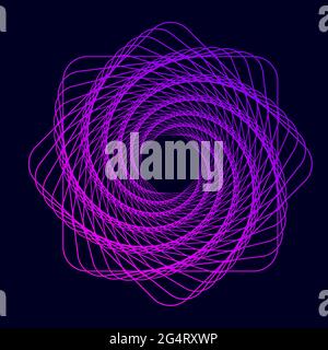 Twisted colored spiral. Wireframe square shape. Vector technology tunnel. Stock Vector