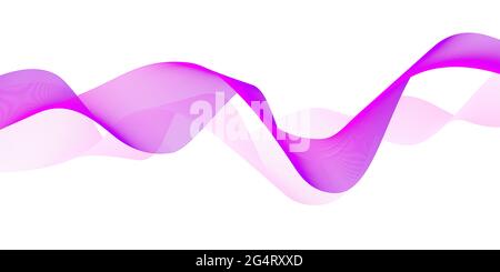 Abstract music wave of many lines. Curve colored lines on white background. Vector dynamic wavy stripes. Stock Vector
