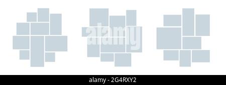 Set of creative vector template collage consisting of frames for a photo of a square and rectangular shape. Stock Vector