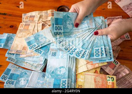 Photographic composition with Real - Brazilian Money Stock Photo