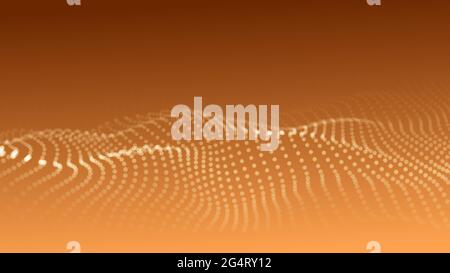 Abstract digital background of glow particles. Color music sound wave. Vector technology dynamic dots background. Stock Vector