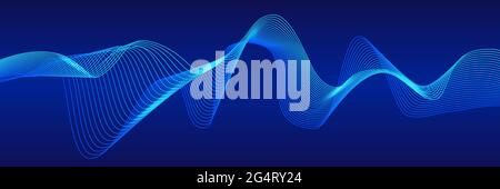 Abstract music wave of many lines. Curve colored lines on white background. Vector dynamic wavy stripes. Stock Vector