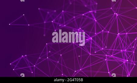 Abstract futuristic dynamic background. Network connection structure with dots and lines. Big data visualization. 3D rendering. Stock Photo