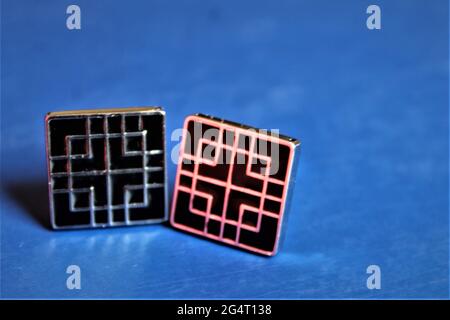 geometric shapes on blue background Stock Photo