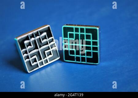 geometric shapes on blue background Stock Photo