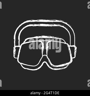 Swimming goggles chalk white icon on dark background Stock Vector