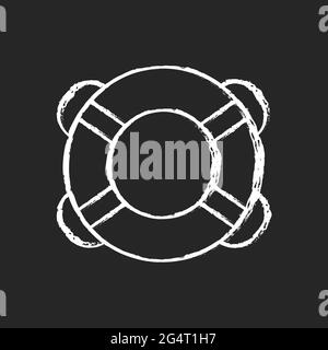 Ring buoy chalk white icon on dark background Stock Vector