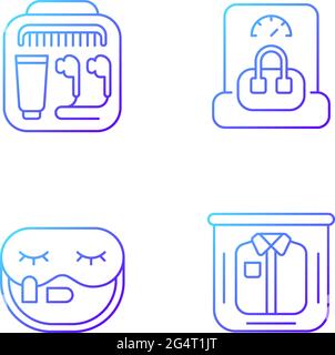Essential things for travelling gradient linear vector icons set Stock Vector