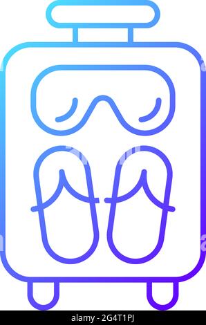 Open suitcase for summer vacation gradient linear vector icon Stock Vector