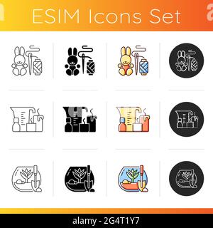 Trending hobbies icons set Stock Vector