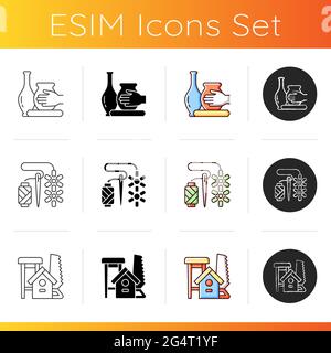 Trendy crafts icons set Stock Vector