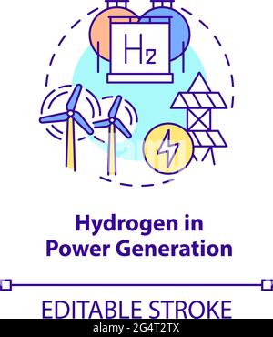Hydrogen in power generation concept icon Stock Vector