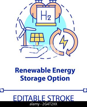 Renewable energy storage option concept icon Stock Vector