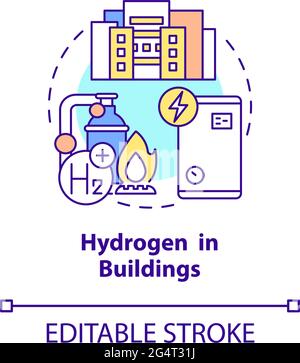 Hydrogen in buildings concept icon Stock Vector
