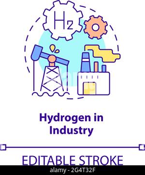 Hydrogen in industry concept icon Stock Vector
