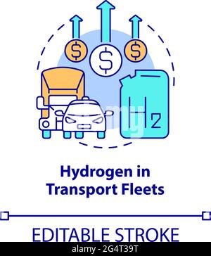Hydrogen in transport fleets concept icon Stock Vector