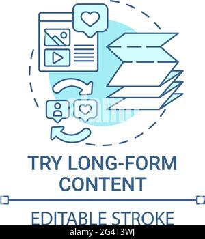Try long-form content concept icon Stock Vector