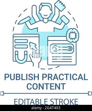 Publish practical content concept icon Stock Vector
