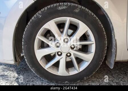 used car wheel and hubcaps Stock Photo