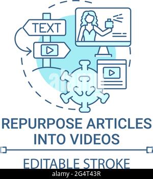 Repurpose articles into videos concept icon Stock Vector