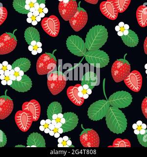 Vector seamless pattern with strawberry  Stock Vector