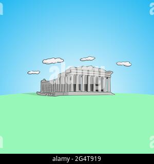Acropolis in Athens hand drawn with black lines illustration vector Stock Vector
