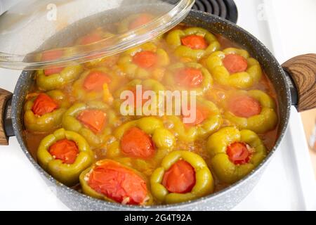 Stuffed Peppers with Olive Oil. traditional turkish food Stock Photo