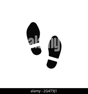 Man's footsteps in shoes, simple black icon on white Stock Vector