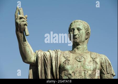Rome bronze statue of emperor caesar nervae trajan Stock Photo