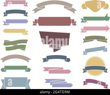 collection of colorful vintage retro style banners and ribbons isolated on white background, vector illustration Stock Vector