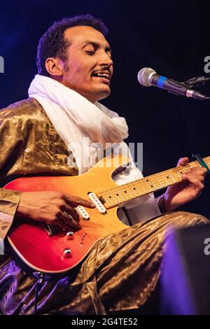 Segrate Milan Italy. 22 June 2021. The Nigerian singer/songwriter and guitarist BOMBINO perform live at Circolo Magnolia with the italian guitarist Adriano Viterbini Stock Photo