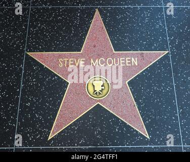 The Hollywood Walk of Fame comprises more than 2,690 five-pointed terrazzo and brass stars embedded in the sidewalks along 15 blocks of Hollywood Boul Stock Photo