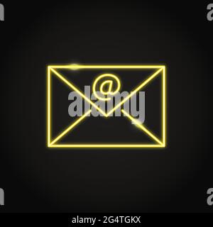 Neon email symbol in line style. Envelope as electronic mail symbol. Vector illustration. Stock Vector