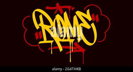 Rome Abstract Hip Hop Urban Hand Written Graffiti Style Vector Illustration Calligraphy Art Stock Vector