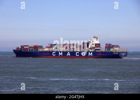 The container ship CMA CGM Lamartine will leave the port of Rotterdam on May 29, 2021.