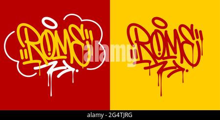 Rome Abstract Hip Hop Urban Hand Written Graffiti Style Vector Illustration Calligraphy Art Stock Vector