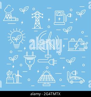 energy alternatives set icons pattern Stock Vector