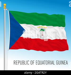 Equatorial Guinea official national flag, african country, vector illustration Stock Vector