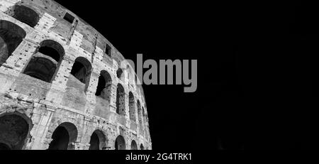 Coliseum monumental and ruined arcades (Black and White with copy space) Stock Photo