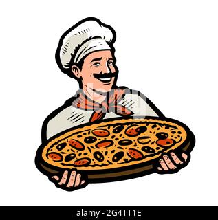 Pizza logo. Emblem for fast food restaurant, pizzeria, cafe. Vector illustration Stock Vector